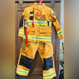 Kids Yellow Firefighter Costume with Reflective Stripes